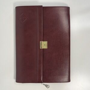 Hazel Leather Portfolio Briefcase Document‎ Organizer Vintage Burgundy Soft Case